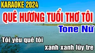 Quê Hương Tuổi Thơ Tôi Karaoke Tone Nữ Nhạc Sống gia huy karaoke