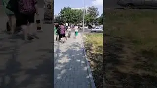 Мариуполь, разметка дороги, ограждения на аллее по б-ру Шевченко.