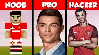 Minecraft Ronaldo PIXEL ART CHALLENGE - NOOB vs PRO vs HACKER