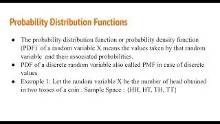 Concept of Probability Distribution Function