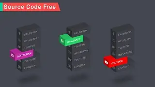 CSS 3D Isometric Social Media Menu Hover Effects | Using HTML CSS