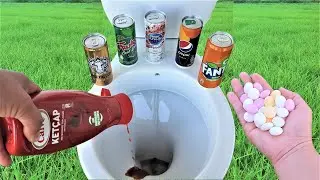 Experiment Toilet Ketcap Fanta Fruko Pepsi Nestle Pure Life Predator Energy And Kids Musket Mentos