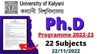 New Phd Admission 2022 | University of Kalyani | Phd Notification 2022 