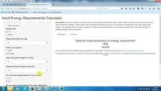 Energy Requirement App Demonstratation