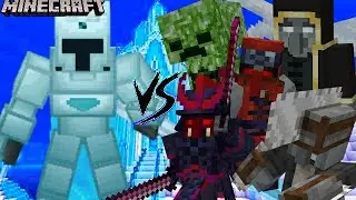 The Ice Warrior VS Invasion Code Red Bosses (Minecraft Mob Battle)