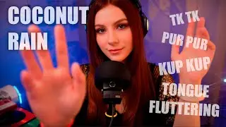 ASMR Deep Relaxation with Coconut Rain 🥥 Tk tk, Pur pur, Tongue Fluttering