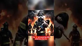 This 🐈 cat saved the little child from the fire#cat#youtubeshorts #shortsfeed #shorts
