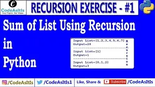Python Recursion - Sum of Item in Simple List Using Recursion | Learn Python Programming | Python