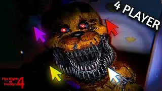 4 GUYS play FNAF 4 at Once... (and beat it)