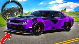Going on Road Trip to Buy Hellcat Challenger - Realistic BeamNG Drive with Steering Wheel