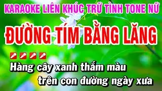 Karaoke Liên Khúc Trữ Tình Tone Nữ Nhạc Sống Dễ Hát - Đường Tím Bằng Lăng | Hoài Phong Organ