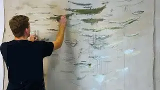 I BROKE THE RULES! Huge abstract painting with commentary! | Acrylics |