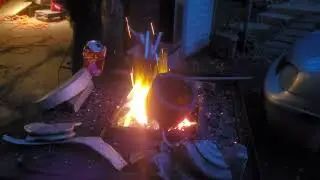 Smelting aluminum on the forge