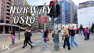 WALKING IN SUPER BUSY OSLO SENTRUM, NORWAY!🇳🇴 ( 4K, 60 ftps)