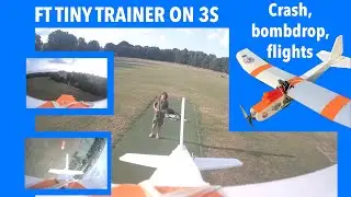 FLITETEST TINY TRAINER ON 3s LiPO! First flight, bomb drop and crash! Filmed on onboard RUNCAM THUMB