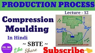 Compression Moulding in Production process in hindi - Polymers - Applied chemistry - Hydraulic Press