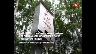 КРТВ. Диспенсеры с гигиеническими пакетами для выгула собак  установили в парке «Ивановские пруды»