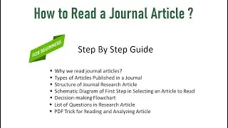 How to Read a Journal Article