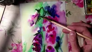 Цветы колокольчики. Акварель Ольги Руссу. Watercolor/Olga Russu