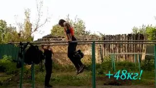 Отжимания на брусьях+48кг!