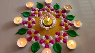 2024 Diwali rangoli design. Festival rangoli design.feather rangoli. Easy rangoli for Diwali.