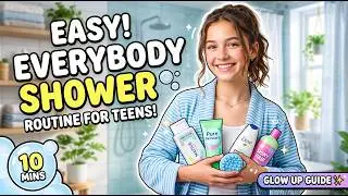 Easy everything shower routine for teens 🫧: body care, skincare, hair care and hygiene essentials.