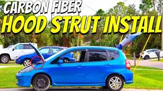 Installing Carbon Fiber Hood Struts On My Honda Fit!
