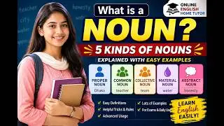 Noun & Its 5 Kinds | Proper, Common, Collective, Material & Abstract Nouns | Easy English Grammar|
