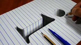 Drawing i Hole in Line Paper   3D Trick Art