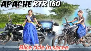 Apache RTR 160 bike riding first in saree | 3DSR Rider Vlogs