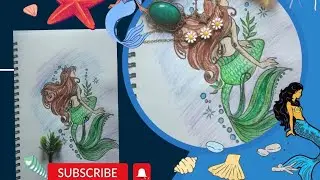 Beautiful, Easy Mermaid 🧜🏻‍♀️✨ Painting using Pencil colour 📝 #viralvideo #mermaid #painting #pencil
