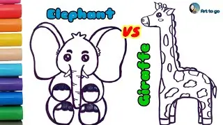 How to draw A giraffe🦒vs An Elephant 🐘🎨🖌️ for kids. |Art to go