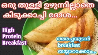 ഒരു തുള്ളി ഉഴുന്നില്ലാതെ കിടുക്കാച്ചി ദോശ|Instant Breakfast Recipe|High Protein ChickPea Dosa Recipe