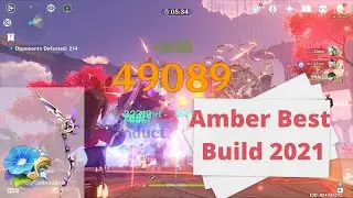 Amber Test | Amber Gamplay in Co-op | Best Build For Amber 2021 | F2P | Genshin Impact