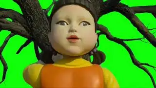 Squid Game Red Light Green Light Doll Green Screen