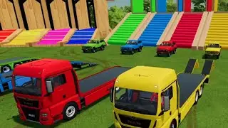 COLOR NISSAN CARS TRANSPORTING WITH COLORED TRUCKS Farming Simulator 22