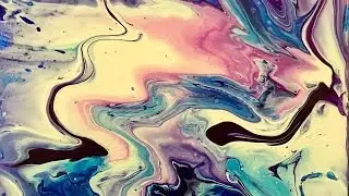 Fluid Abstract Dirty Pour on A 5 by 7 Piece of Yupo Paper (4 color Dirty Pour Part 2 of 2)