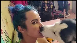 [Re-Upload] Husky licking girl for 8 minutes straight