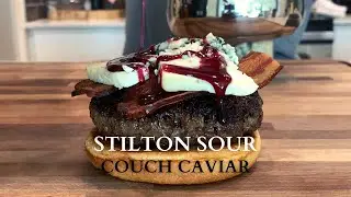 Stilton Sour - Beef chuck, hickory smoked bacon, gin and red wine reduction, stilton bleu.