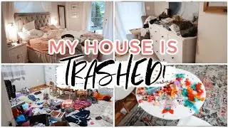 COMPLETE DISASTER CLEAN WITH ME 2021! REAL LIFE CRAZY MESS! Cleaning Motivation | Justine Marie