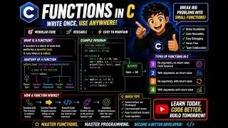 Functions in C Programming Explained |Function Declaration Definition & Function Call|C Tutorial #16