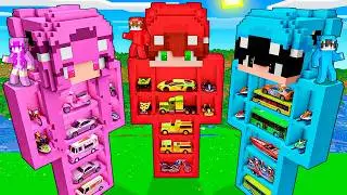 We Built CAR GARAGES Inside GIANT Minecraft Statues!