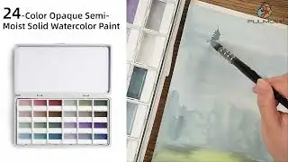 Fuumuui 24-Color Opaque Semi-Moist Solid Watercolor Paint Set