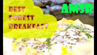 The best forest breakfast. Super AMSR video, river and forest sound.
