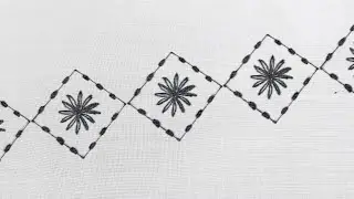 Beautiful Geometric Border Embroidery Design for Dress Edges (Hand Embroidery)
