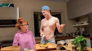 hot guy makes me a chicken caesar salad