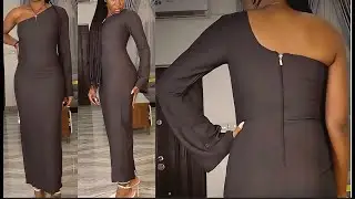 Cutting and Sewing a one Shoulder dress With Bell Sleeve