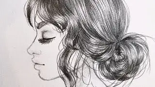 How to draw hair from the side / profile - drawing tutorial with narrative