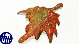 Брошь из кожи. Осенний лист