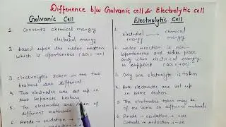Difference b/w galvanic cell and electrolytic cell #electrochemistry #chemistry #htet #jee #neet